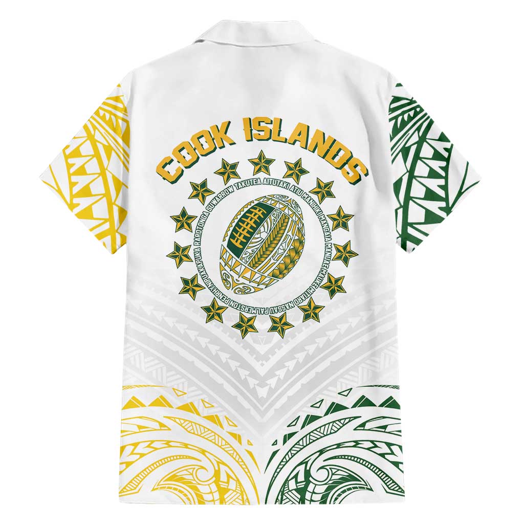 World Rugby Cook Islands Hawaiian Shirt White Polynesian Tribal Pattern - Polynesian Pride