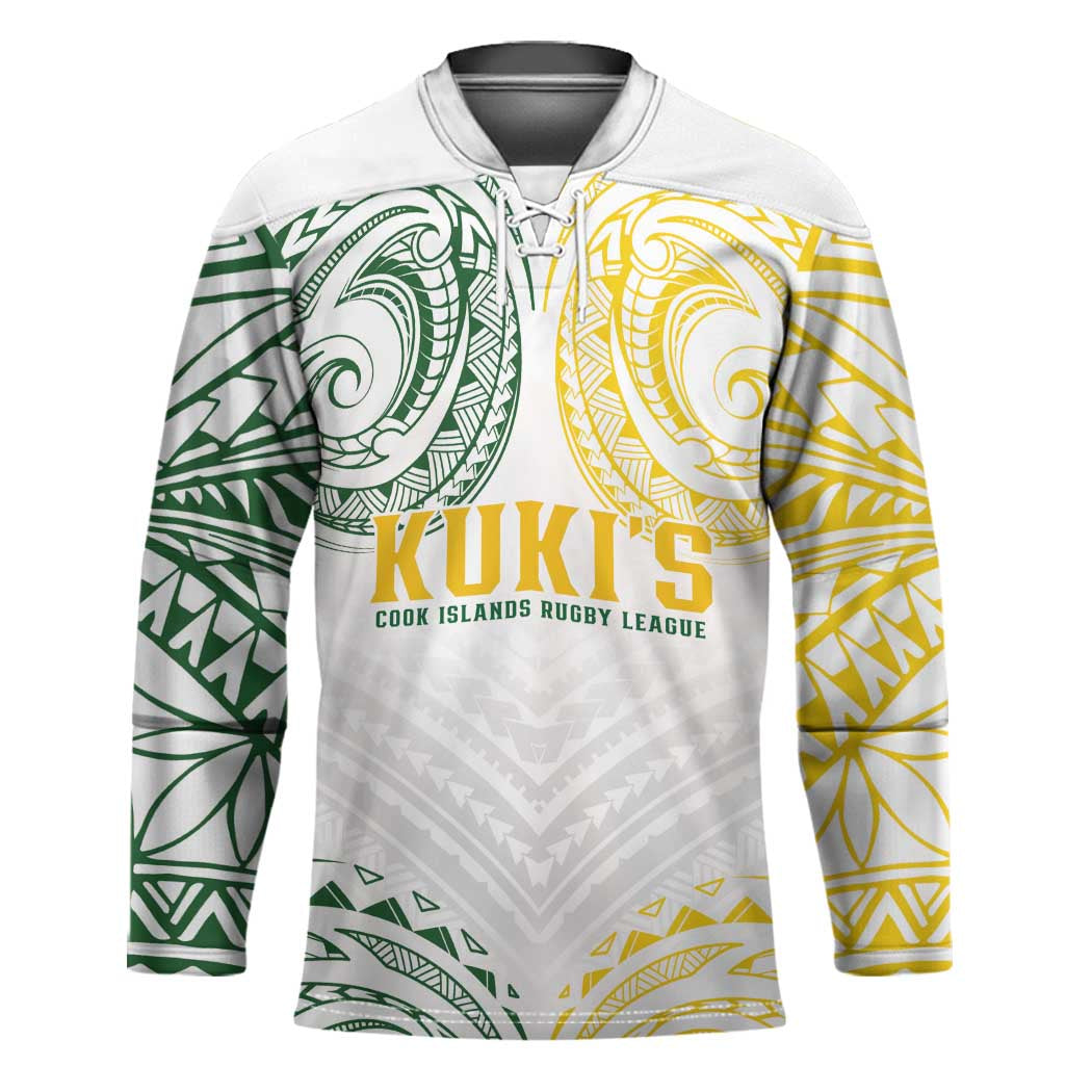 World Rugby Cook Islands Hockey Jersey White Polynesian Tribal Pattern - Polynesian Pride
