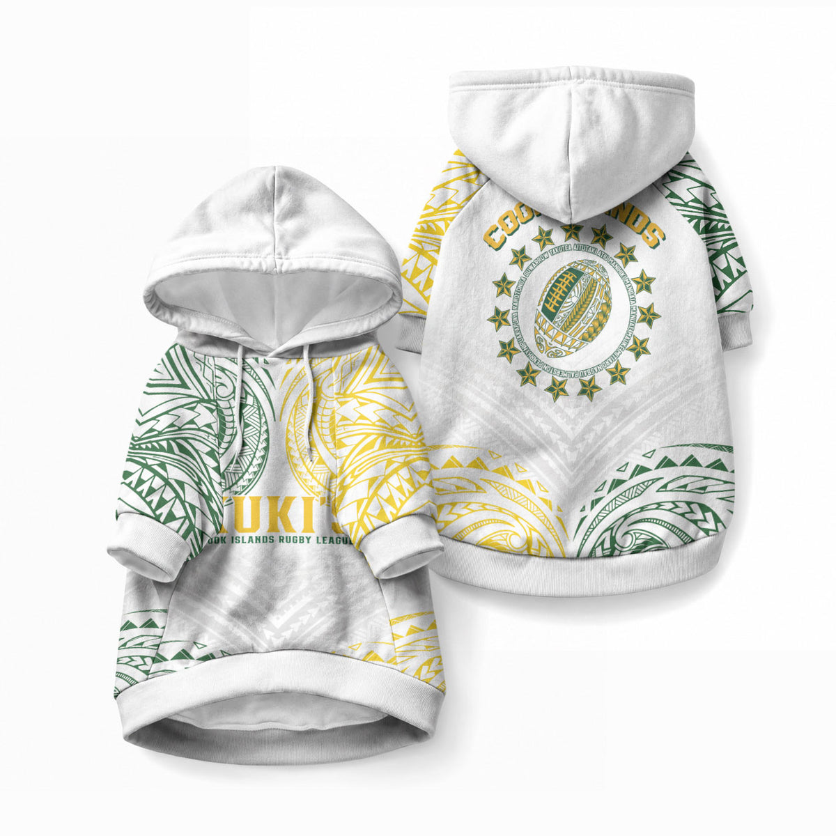 World Rugby Cook Islands Pet Hoodie White Polynesian Tribal Pattern LT9 Pullover White - Polynesian Pride