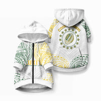 World Rugby Cook Islands Pet Hoodie White Polynesian Tribal Pattern LT9 Zip-up White - Polynesian Pride
