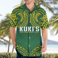 World Rugby Cook Islands Hawaiian Shirt Green Polynesian Tribal Pattern - Polynesian Pride