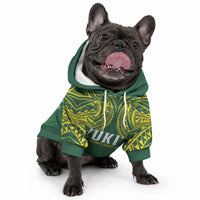 World Rugby Cook Islands Pet Hoodie Green Polynesian Tribal Pattern LT9 - Polynesian Pride