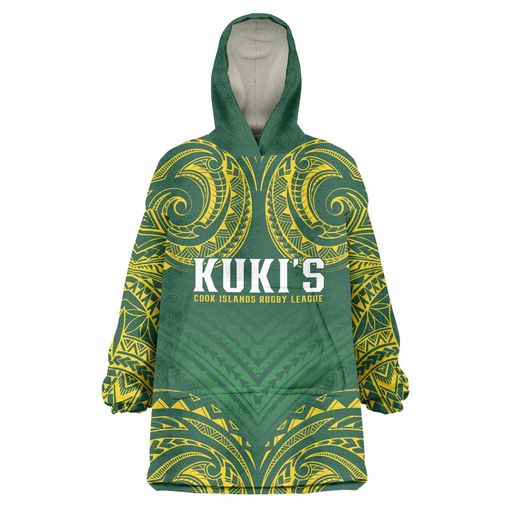 World Rugby Cook Islands Wearable Blanket Hoodie Green Polynesian Tribal Pattern LT9 One Size Green - Polynesian Pride