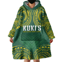 World Rugby Cook Islands Wearable Blanket Hoodie Green Polynesian Tribal Pattern LT9 - Polynesian Pride