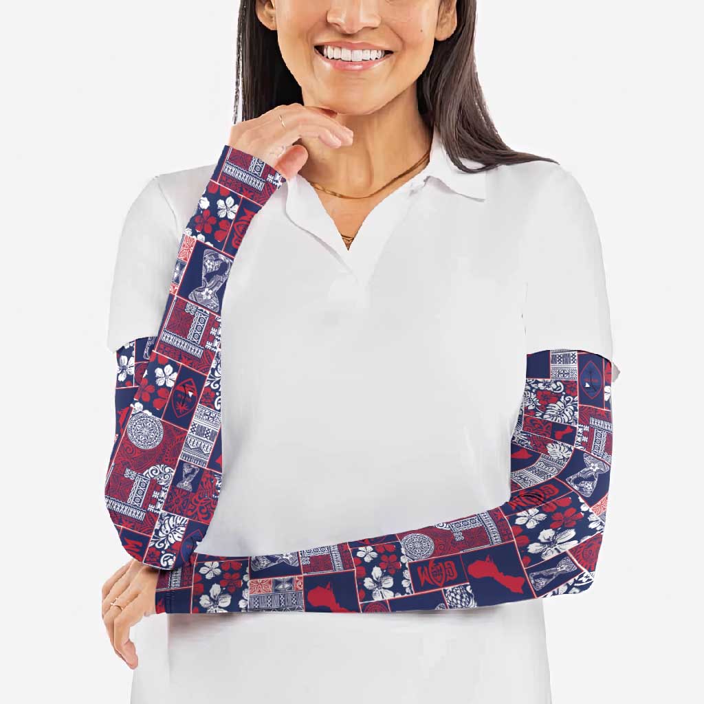 Guam Felis Pasgua Arm Sleeves Pacific Patchwork Xmas Vibes - Polynesian Pride