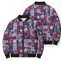 Guam Felis Pasgua Bomber Puffer Jacket Pacific Patchwork Xmas Vibes - Polynesian Pride