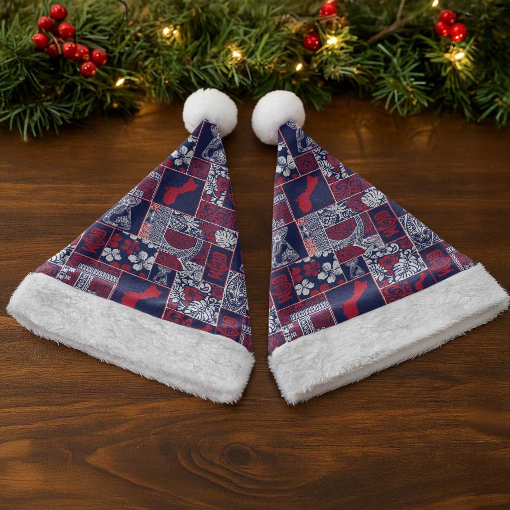 Guam Felis Pasgua Christmas Santa Hat Pacific Patchwork Xmas Vibes - Polynesian Pride
