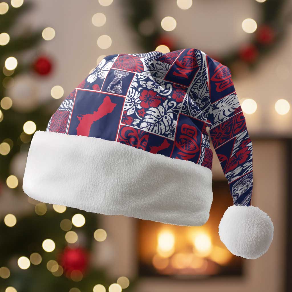 Guam Felis Pasgua Christmas Santa Hat Pacific Patchwork Xmas Vibes - Polynesian Pride