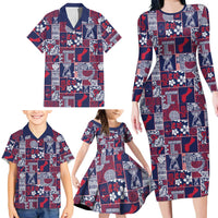 Guam Felis Pasgua Family Matching Long Sleeve Bodycon Dress and Hawaiian Shirt Pacific Patchwork Xmas Vibes - Polynesian Pride