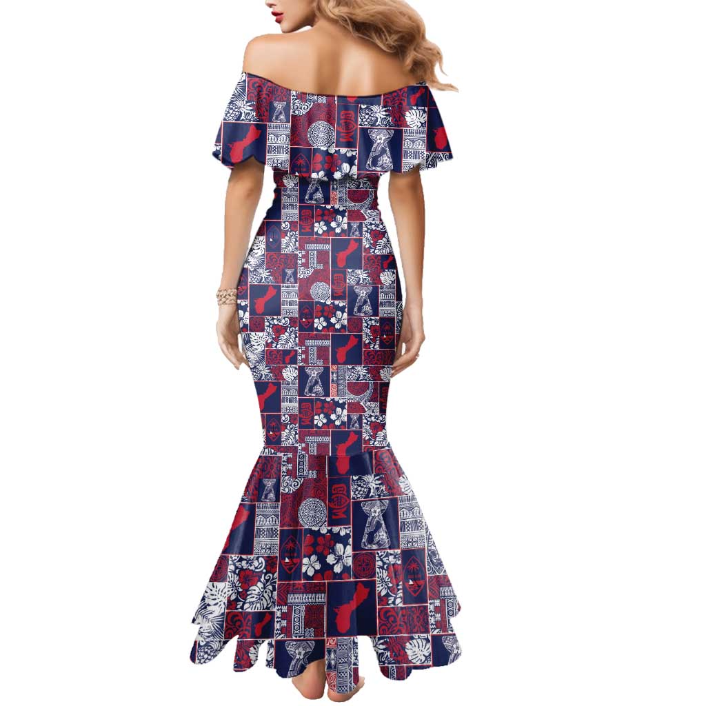 Guam Felis Pasgua Family Matching Mermaid Dress and Hawaiian Shirt Pacific Patchwork Xmas Vibes - Polynesian Pride