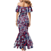 Guam Felis Pasgua Family Matching Mermaid Dress and Hawaiian Shirt Pacific Patchwork Xmas Vibes - Polynesian Pride