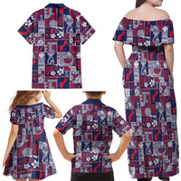 Guam Felis Pasgua Family Matching Off Shoulder Maxi Dress and Hawaiian Shirt Pacific Patchwork Xmas Vibes - Polynesian Pride