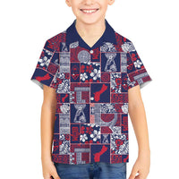 Guam Felis Pasgua Family Matching Off Shoulder Maxi Dress and Hawaiian Shirt Pacific Patchwork Xmas Vibes - Polynesian Pride