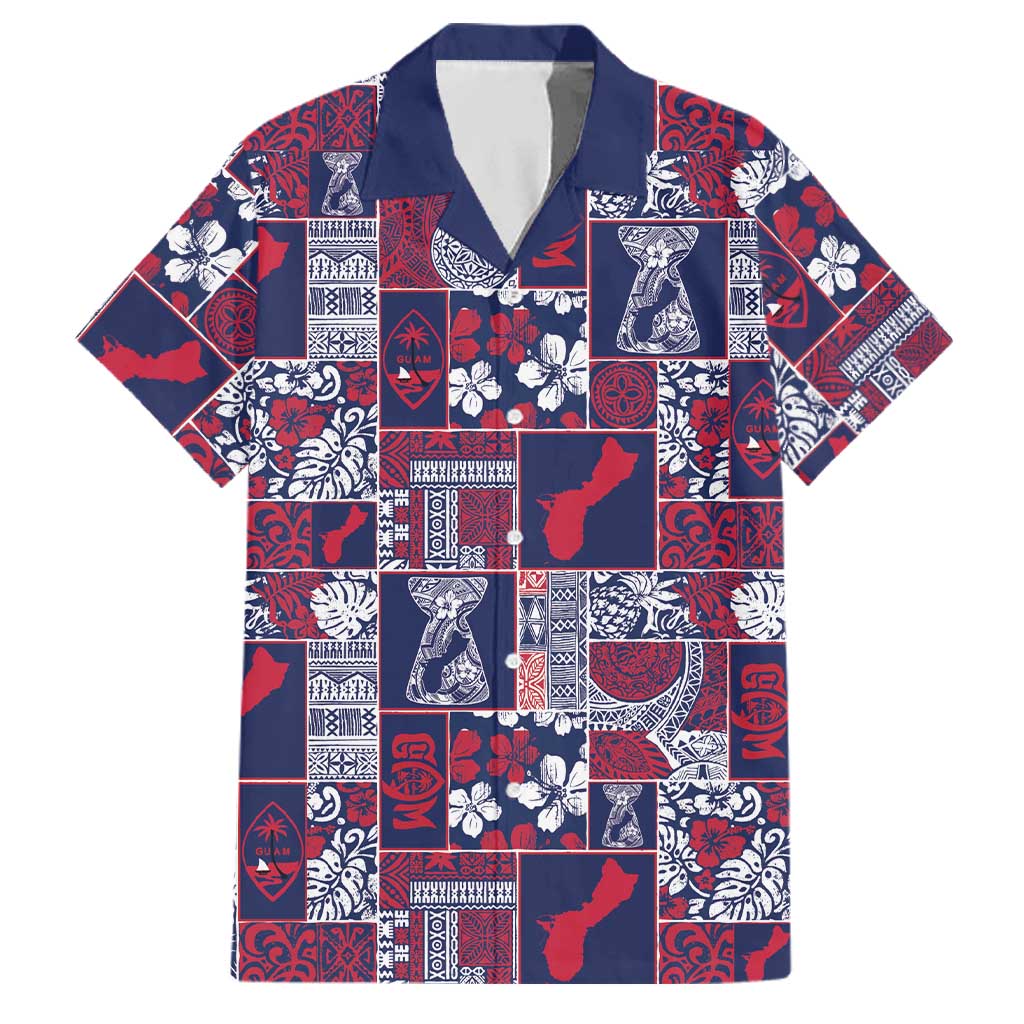 Guam Felis Pasgua Family Matching Off Shoulder Short Dress and Hawaiian Shirt Pacific Patchwork Xmas Vibes - Polynesian Pride