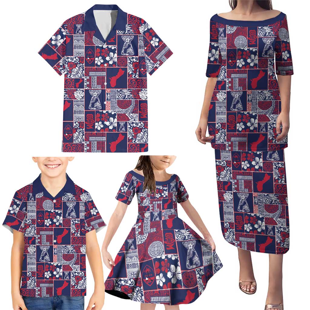 Guam Felis Pasgua Family Matching Puletasi and Hawaiian Shirt Pacific Patchwork Xmas Vibes - Polynesian Pride