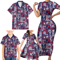 Guam Felis Pasgua Family Matching Short Sleeve Bodycon Dress and Hawaiian Shirt Pacific Patchwork Xmas Vibes - Polynesian Pride