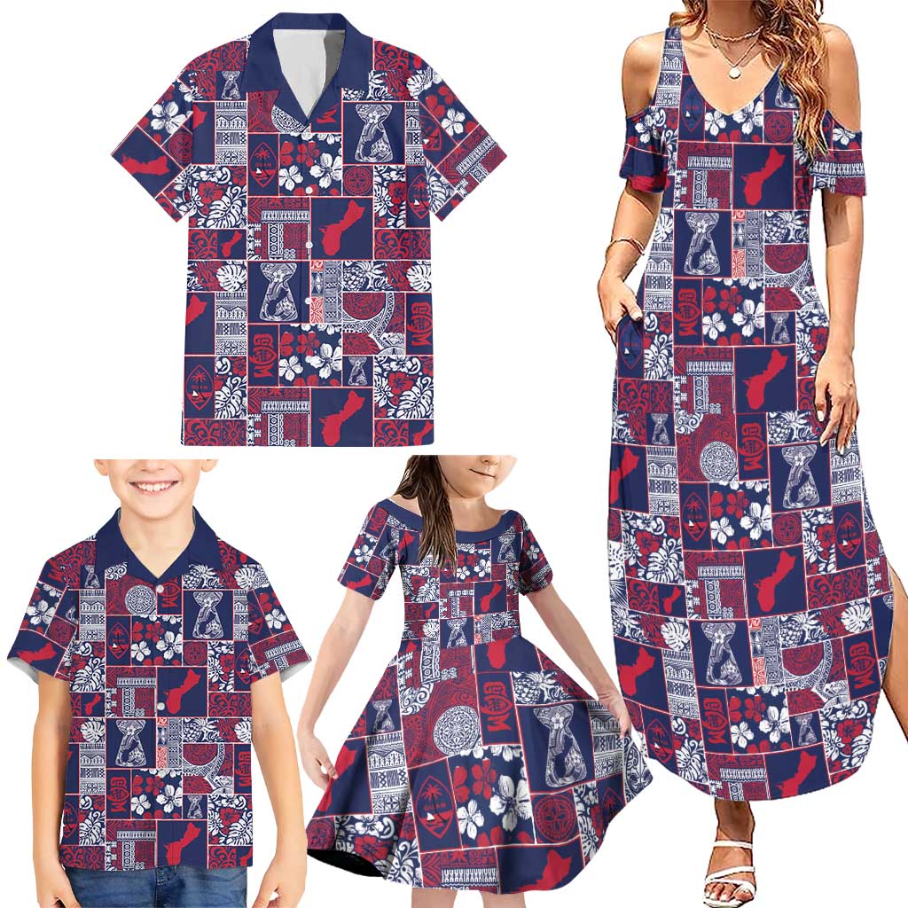 Guam Felis Pasgua Family Matching Summer Maxi Dress and Hawaiian Shirt Pacific Patchwork Xmas Vibes - Polynesian Pride
