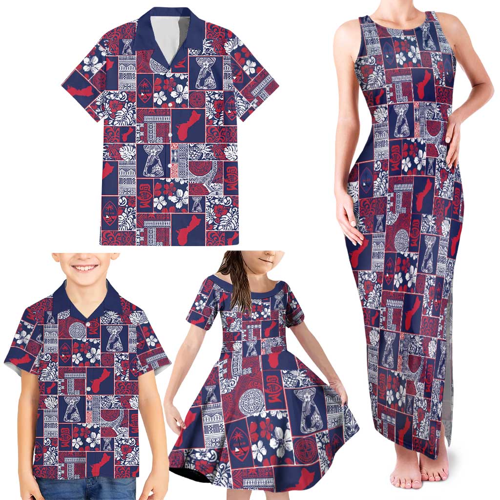 Guam Felis Pasgua Family Matching Tank Maxi Dress and Hawaiian Shirt Pacific Patchwork Xmas Vibes - Polynesian Pride