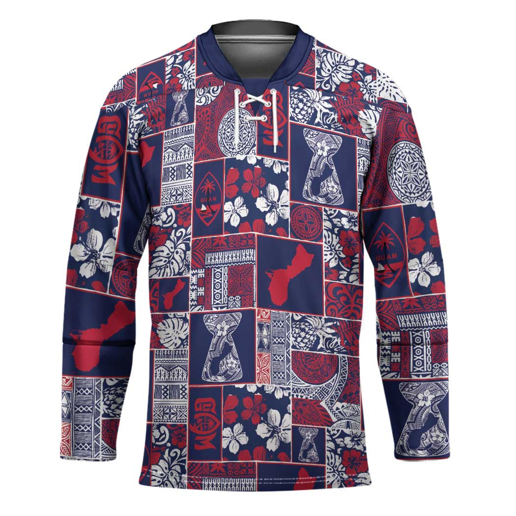 Guam Felis Pasgua Hockey Jersey Pacific Patchwork Xmas Vibes - Polynesian Pride