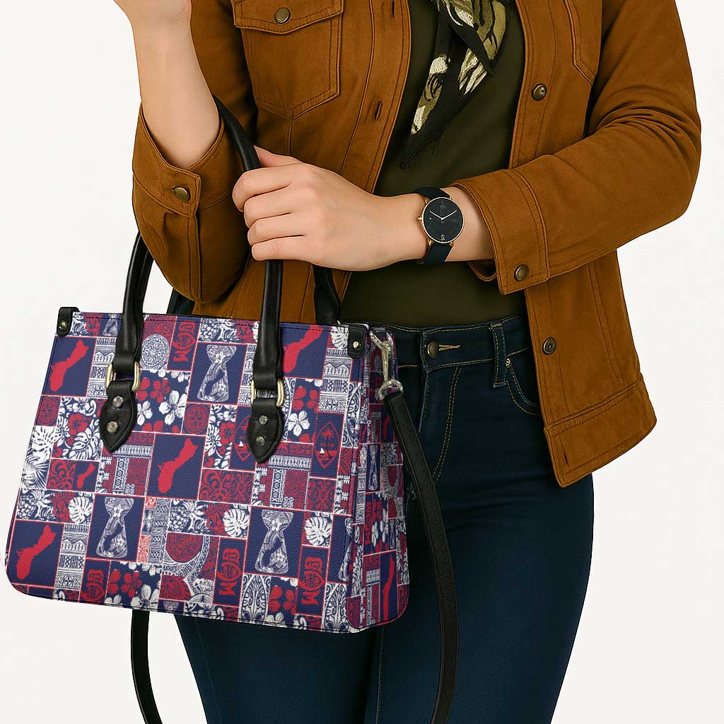 Guam Felis Pasgua Leather Bag Pacific Patchwork Xmas Vibes - Polynesian Pride