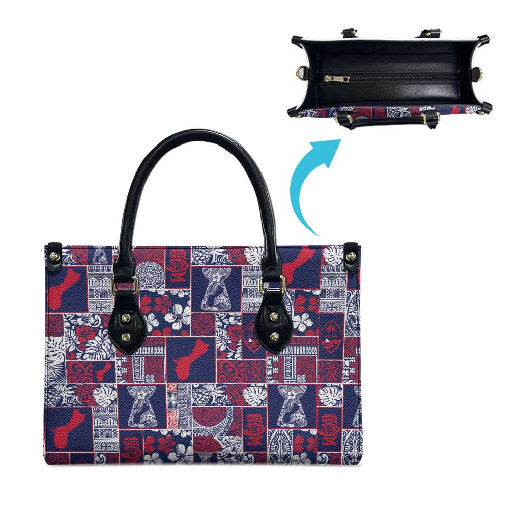 Guam Felis Pasgua Leather Bag Pacific Patchwork Xmas Vibes - Polynesian Pride