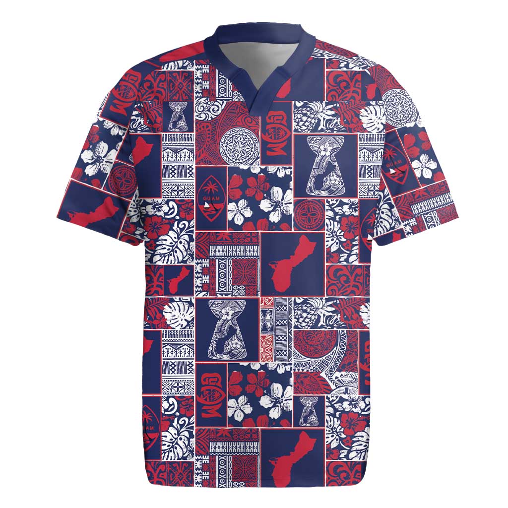 Guam Felis Pasgua Rugby Jersey Pacific Patchwork Xmas Vibes LT9 Blue - Polynesian Pride