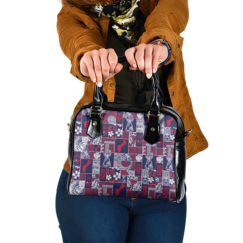 Guam Felis Pasgua Shoulder Handbag Pacific Patchwork Xmas Vibes LT9 One Size Blue - Polynesian Pride