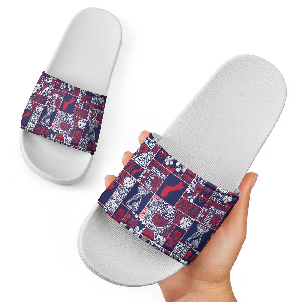 Guam Felis Pasgua Slide Sandals Pacific Patchwork Xmas Vibes - Polynesian Pride