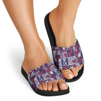 Guam Felis Pasgua Slide Sandals Pacific Patchwork Xmas Vibes - Polynesian Pride