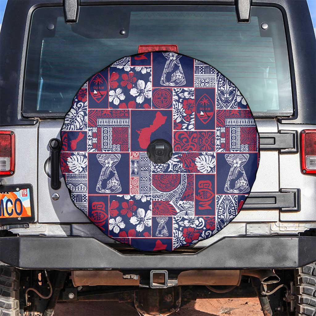 Guam Felis Pasgua Spare Tire Cover Pacific Patchwork Xmas Vibes LT9 Blue - Polynesian Pride