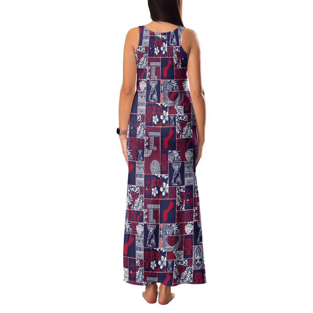 Guam Felis Pasgua Tank Maxi Dress Pacific Patchwork Xmas Vibes - Polynesian Pride
