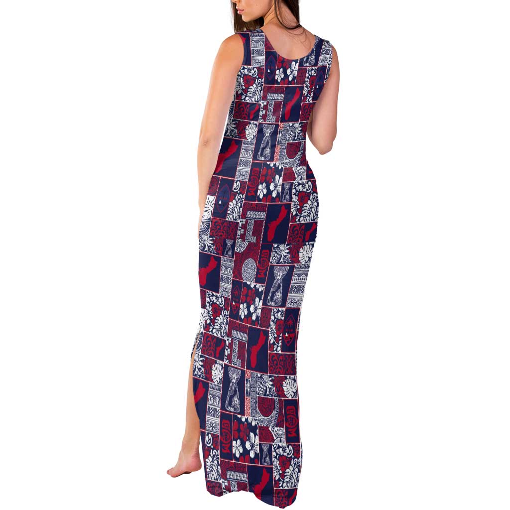 Guam Felis Pasgua Tank Maxi Dress Pacific Patchwork Xmas Vibes - Polynesian Pride