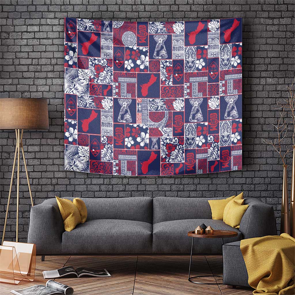 Guam Felis Pasgua Tapestry Pacific Patchwork Xmas Vibes LT9 Blue - Polynesian Pride