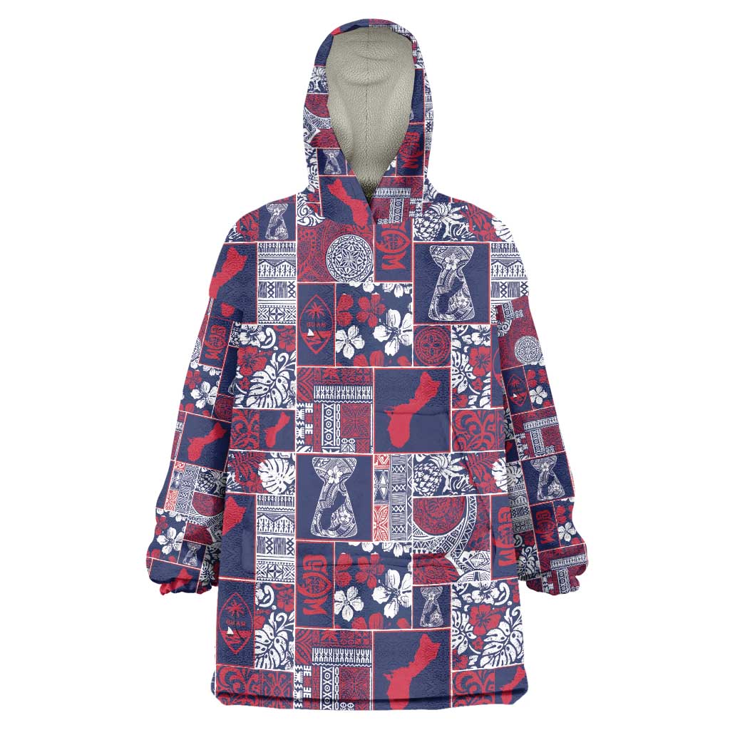 Guam Felis Pasgua Wearable Blanket Hoodie Pacific Patchwork Xmas Vibes LT9 One Size Blue - Polynesian Pride