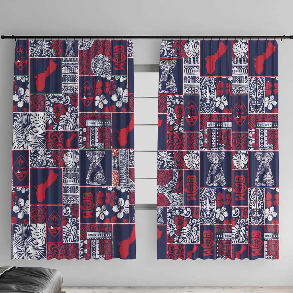 Guam Felis Pasgua Window Curtain Pacific Patchwork Xmas Vibes LT9 With Hooks Blue - Polynesian Pride