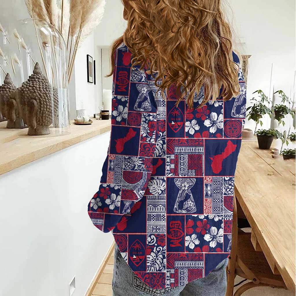 Guam Felis Pasgua Women Casual Shirt Pacific Patchwork Xmas Vibes - Polynesian Pride