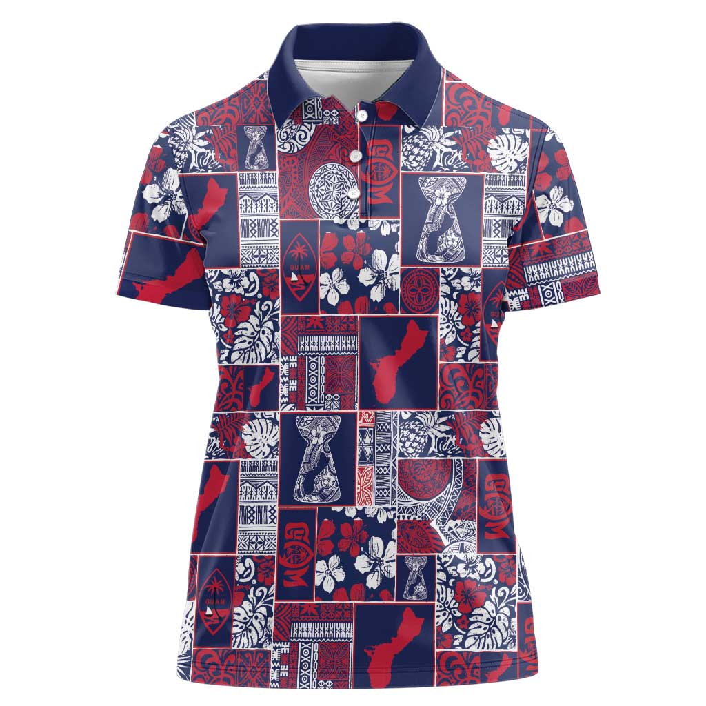 Guam Felis Pasgua Women Polo Shirt Pacific Patchwork Xmas Vibes - Polynesian Pride