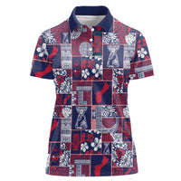 Guam Felis Pasgua Women Polo Shirt Pacific Patchwork Xmas Vibes - Polynesian Pride