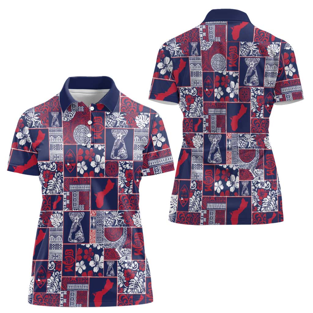 Guam Felis Pasgua Women Polo Shirt Pacific Patchwork Xmas Vibes - Polynesian Pride