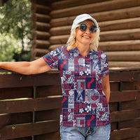 Guam Felis Pasgua Women Polo Shirt Pacific Patchwork Xmas Vibes - Polynesian Pride