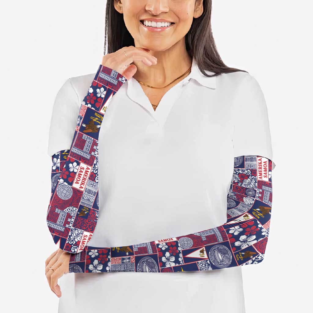 Manuia le Kerisimasi American Samoa Arm Sleeves Pacific Patchwork Xmas Vibes - Polynesian Pride