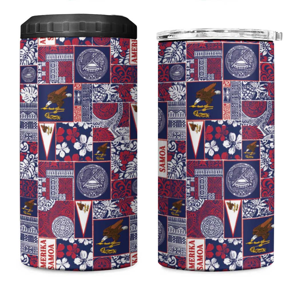 Manuia le Kerisimasi American Samoa 4 in 1 Can Cooler Tumbler Pacific Patchwork Xmas Vibes LT9 One Size: 16 oz Blue - Polynesian Pride