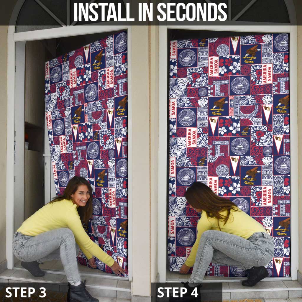 Manuia le Kerisimasi American Samoa Door Cover Pacific Patchwork Xmas Vibes - Polynesian Pride