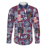 Manuia le Kerisimasi American Samoa Family Matching Long Sleeve Bodycon Dress and Hawaiian Shirt Pacific Patchwork Xmas Vibes LT9 Dad's Shirt - Long Sleeve Blue - Polynesian Pride