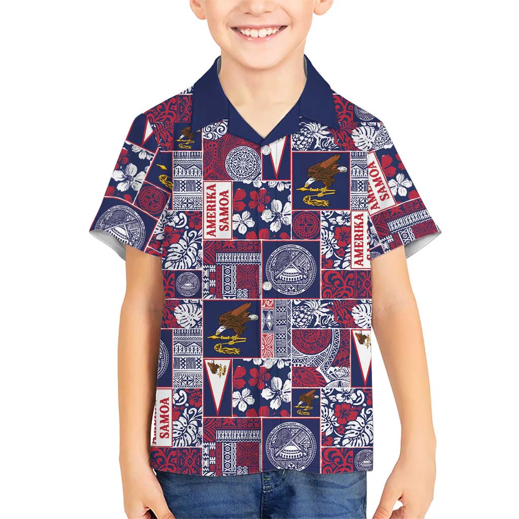 Manuia le Kerisimasi American Samoa Family Matching Off Shoulder Maxi Dress and Hawaiian Shirt Pacific Patchwork Xmas Vibes - Polynesian Pride