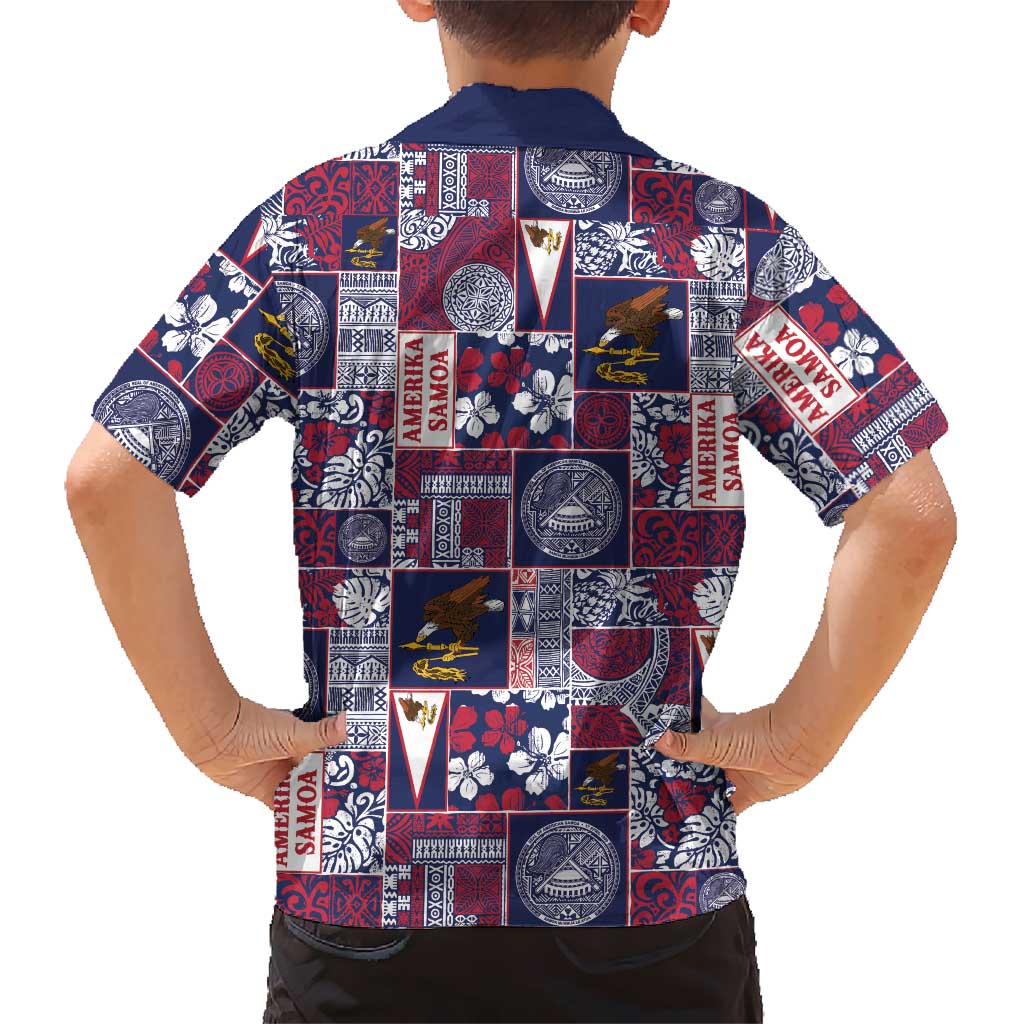 Manuia le Kerisimasi American Samoa Family Matching Off Shoulder Short Dress and Hawaiian Shirt Pacific Patchwork Xmas Vibes - Polynesian Pride