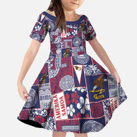 Manuia le Kerisimasi American Samoa Family Matching Off Shoulder Short Dress and Hawaiian Shirt Pacific Patchwork Xmas Vibes - Polynesian Pride