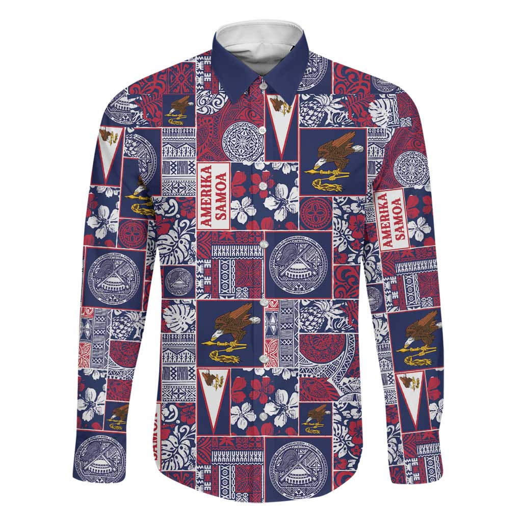Manuia le Kerisimasi American Samoa Family Matching Short Sleeve Bodycon Dress and Hawaiian Shirt Pacific Patchwork Xmas Vibes LT9 Dad's Shirt - Long Sleeve Blue - Polynesian Pride