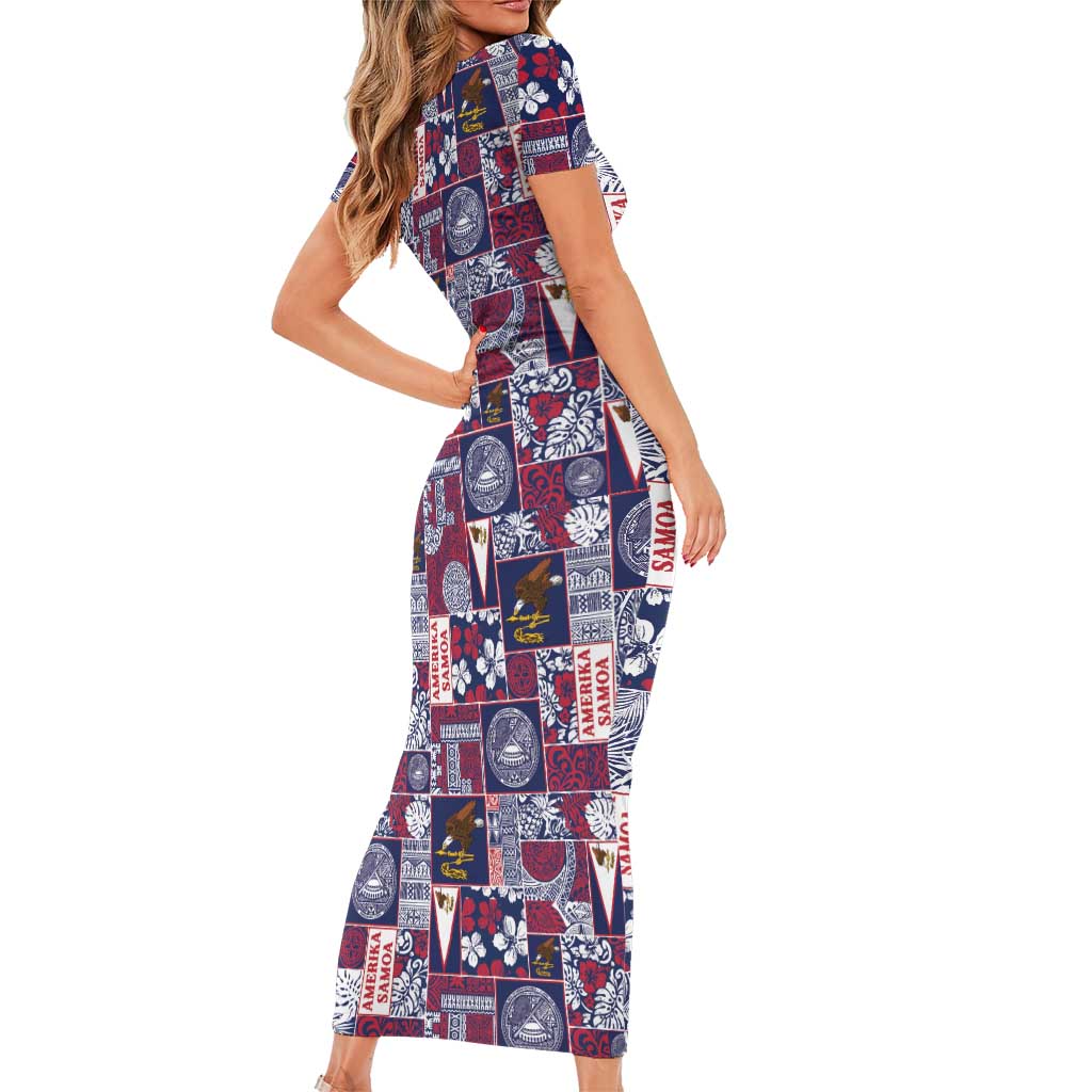 Manuia le Kerisimasi American Samoa Family Matching Short Sleeve Bodycon Dress and Hawaiian Shirt Pacific Patchwork Xmas Vibes LT9 - Polynesian Pride