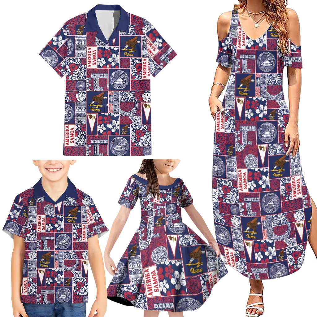Manuia le Kerisimasi American Samoa Family Matching Summer Maxi Dress and Hawaiian Shirt Pacific Patchwork Xmas Vibes - Polynesian Pride